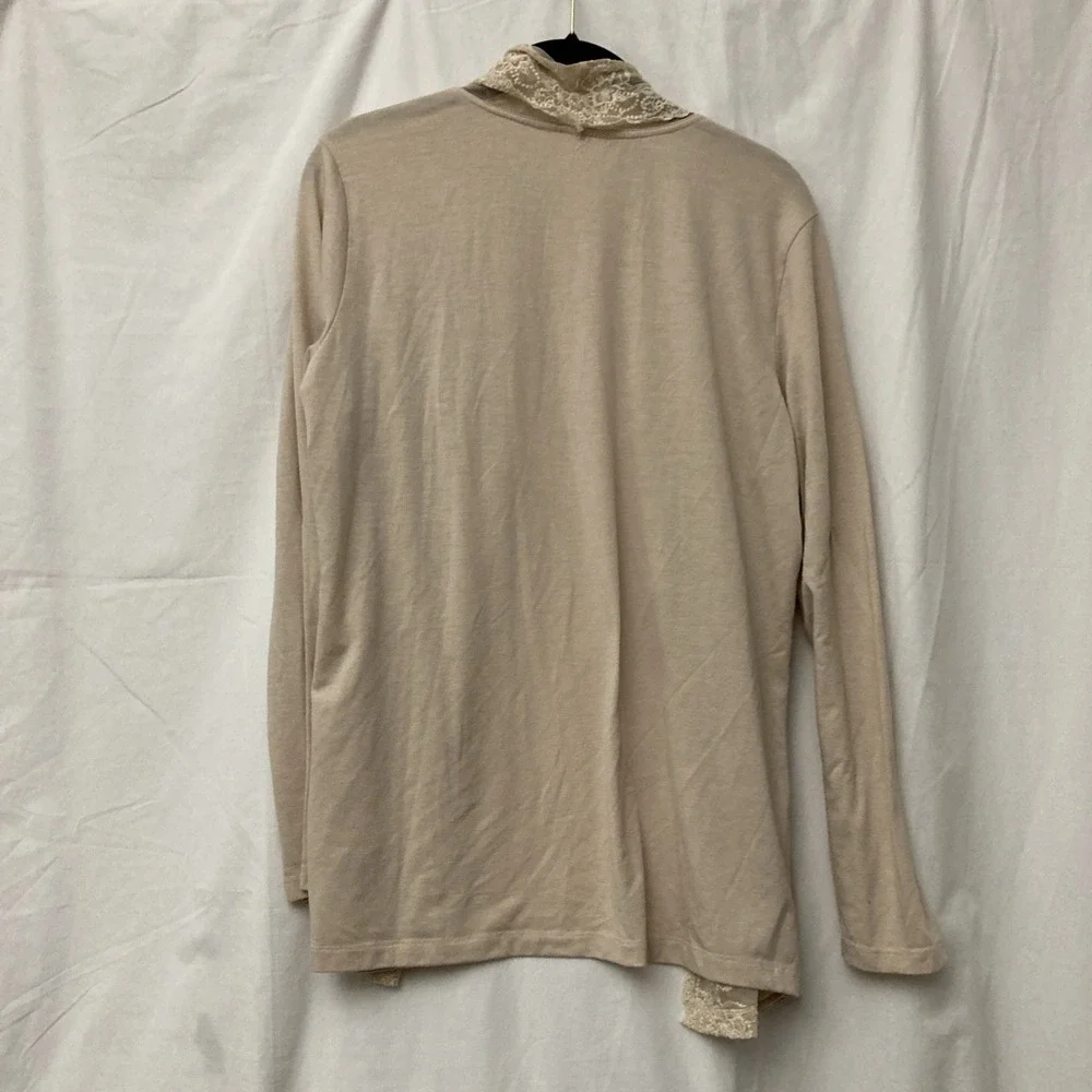 Krazy Kat Women's Beige Lace Trimmed Open‎ Front Cardigan - SZ L